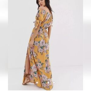 Band of Gypsies Floral Off-Shoulder Yellow Maxi Dress